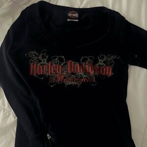 Harley-Davidson Black and Red Women's Long Sleeve Tee